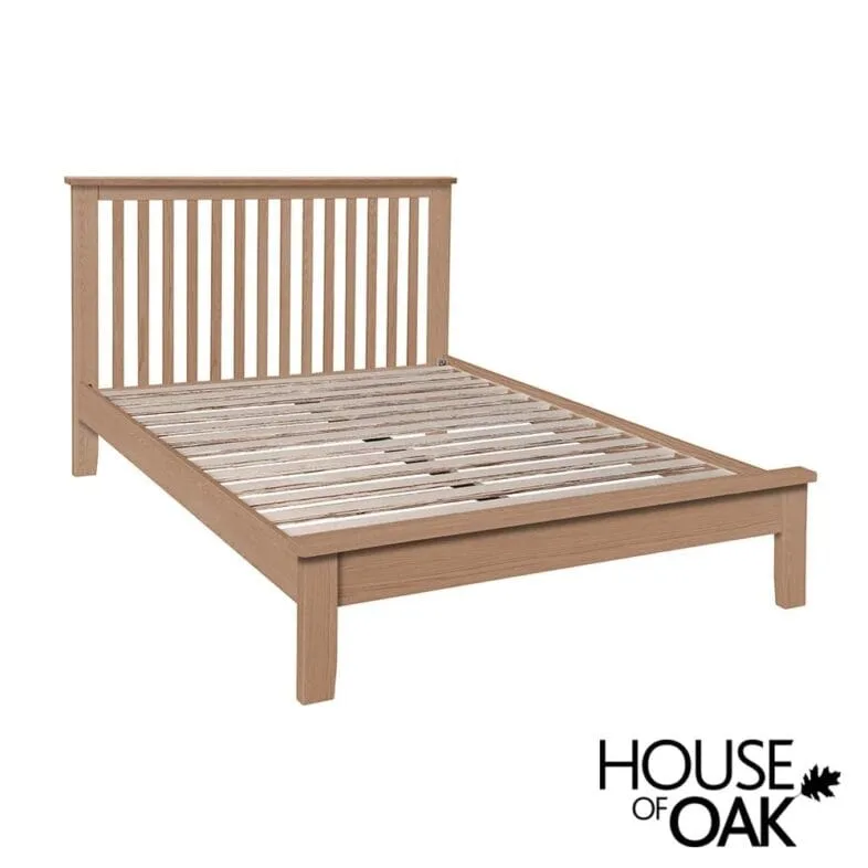 Chatsworth Oak Double Bed With Fabric Headboard and 2-Drawer