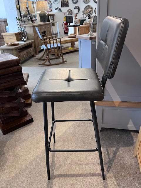 Delta Vegan Leather Bar Stool in Grey - Image 2
