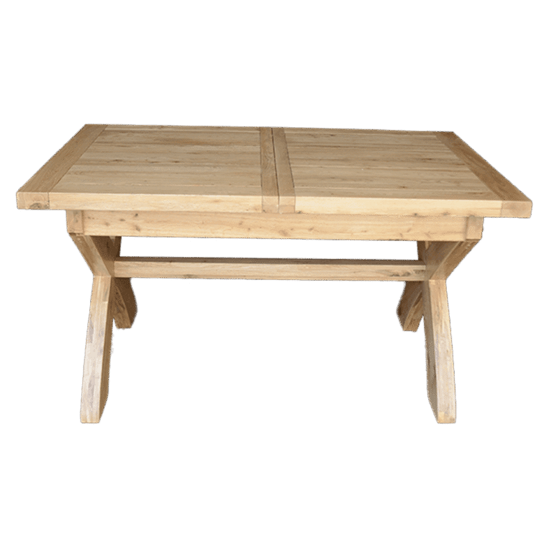 Deluxe Solid Oak 145cm Extending Cross Leg Dining Table