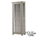 Portman Painted Glass Display Cabinet in Stone Grey