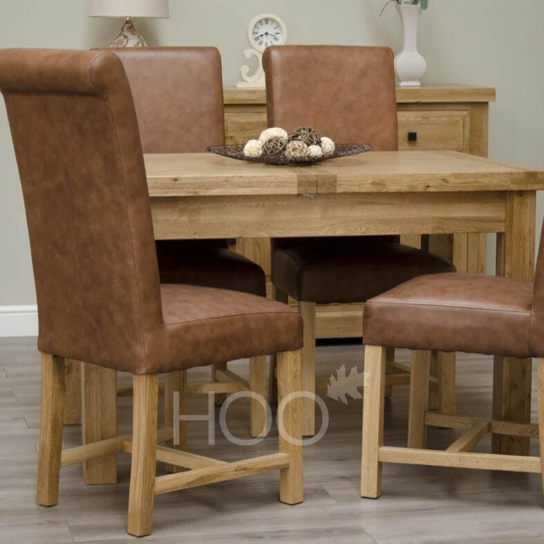 Deluxe Solid Oak Butterfly 122cm Extending Dining Table