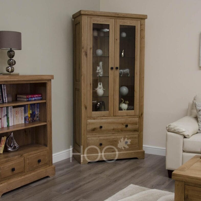 Deluxe Solid Oak Glass Display Cabinet