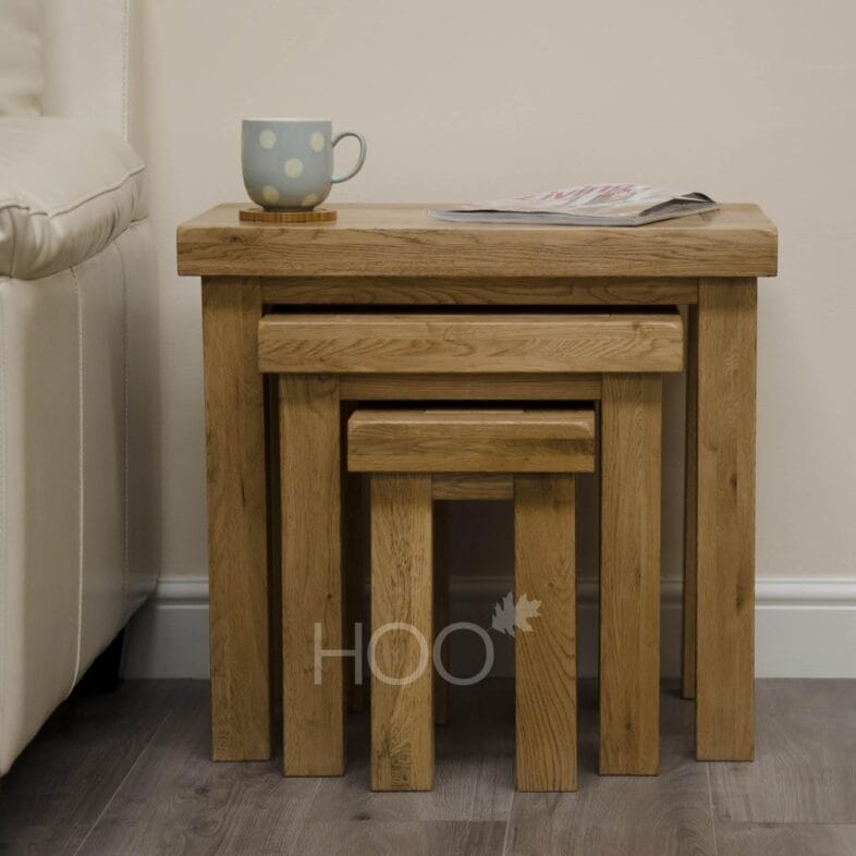 Deluxe Solid Oak Nest of Tables