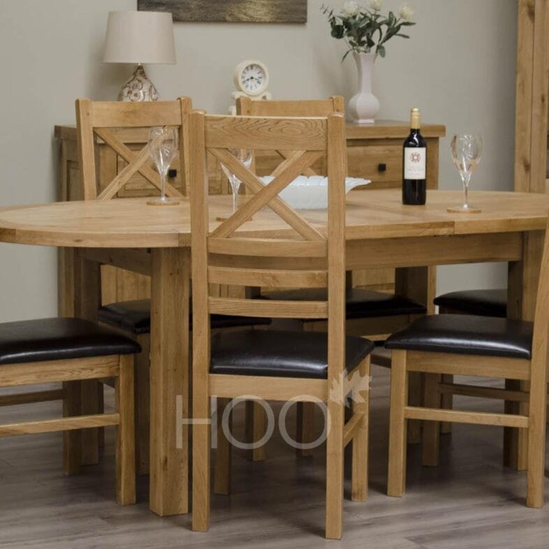 Deluxe Solid Oak Oval Extending Dining Table