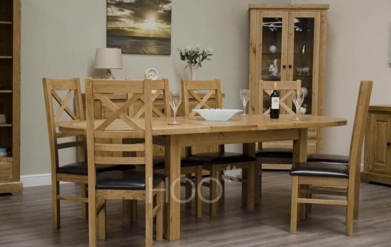 Deluxe Solid Oak Oval Extending Dining Table - Image 2