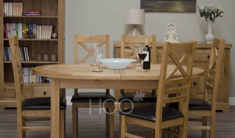 Deluxe Solid Oak Oval Extending Dining Table - Image 3