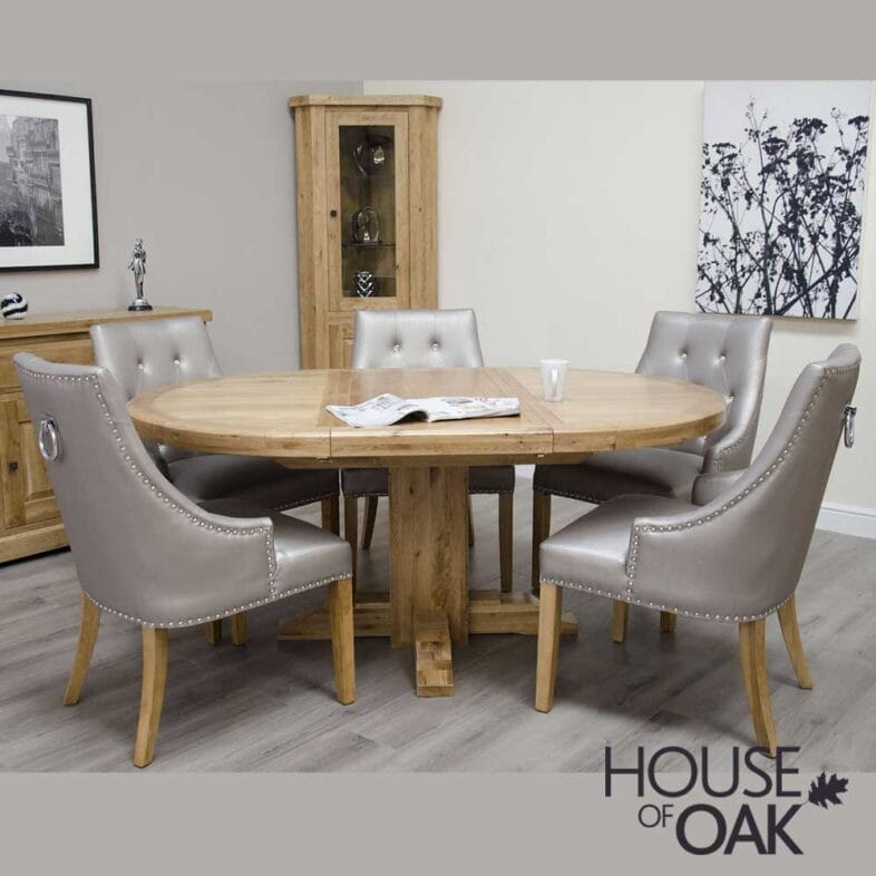 Deluxe Solid Oak Round Extending Dining Table - Image 3