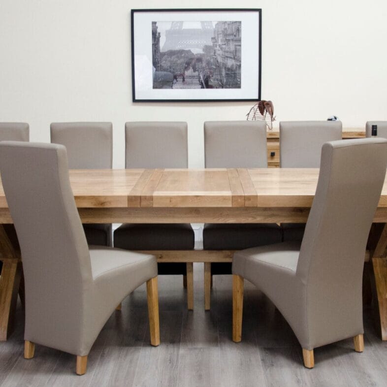 Deluxe Solid Oak Super X Leg Extending Table