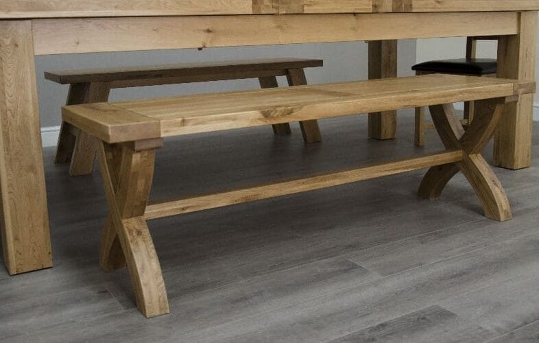 Deluxe Solid Oak X Leg Bench