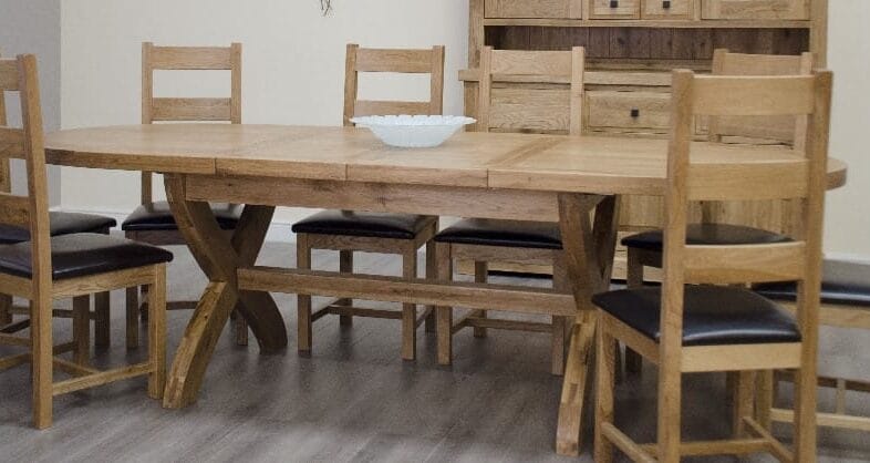 Deluxe Solid Oak X Leg Oval Dining Table