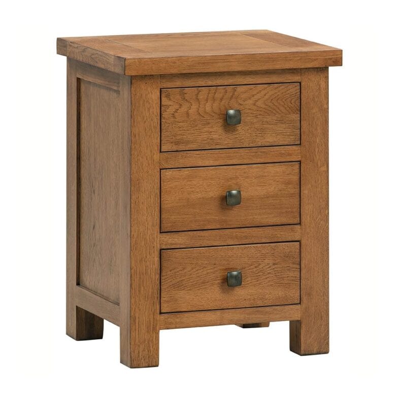 Keswick Rustic Oak 3 Drawer Bedside