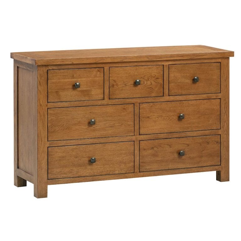Keswick Rustic Oak 3 Over 4 Wide Chest of Drawers