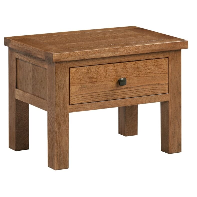 Keswick Rustic Oak Lamp Table with Drawer - Image 2