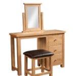 Keswick Oak Single Pedestal Dressing Table with Stool and Mirror