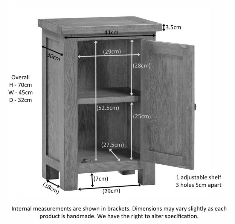 Keswick Oak 1 Door Cupboard - Image 2
