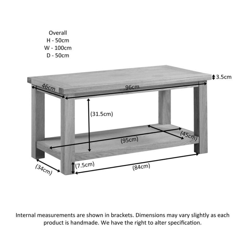 Keswick Oak Large Coffee Table with Shelf - Image 2