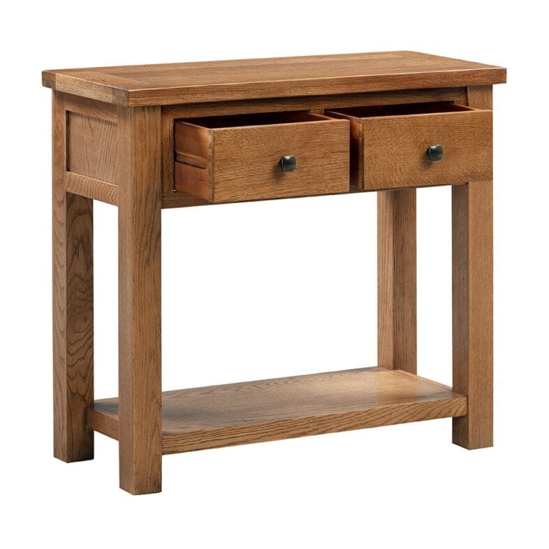 Keswick Rustic Oak 2 Drawer Console Table - Image 2