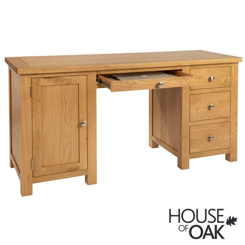 Keswick Oak Double Pedestal Office Desk - Image 3
