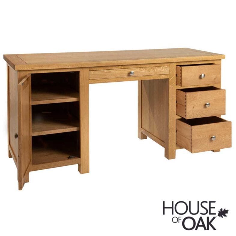 Keswick Oak Double Pedestal Office Desk - Image 4