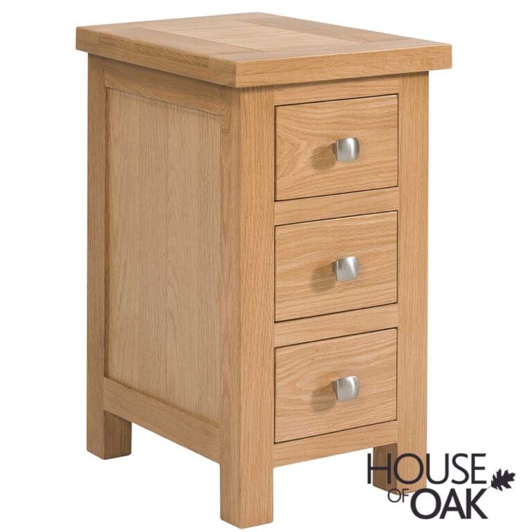 Keswick Oak Compact 3 Drawer Bedside Cabinet