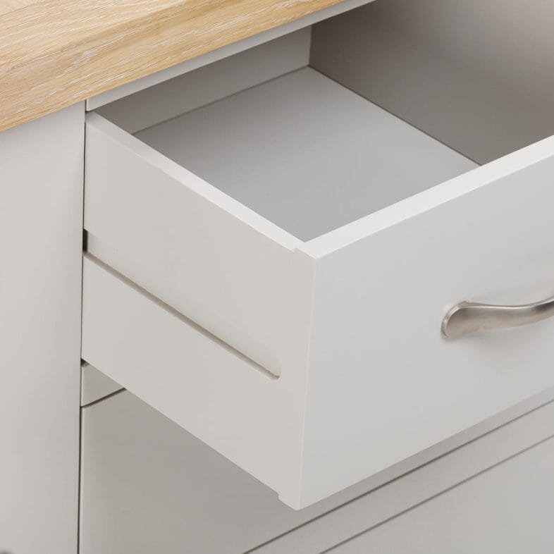 Buttermere Oak 3 Drawer Bedside Painted in Moon Grey - Image 5