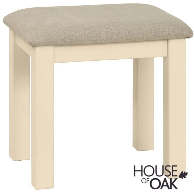 Ambleside in Ivory – Bedroom Stool with a Grey Fabric Seat Pad
