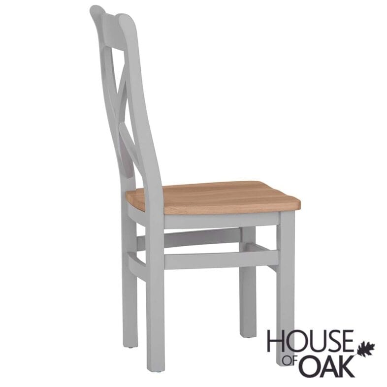 Roma Oak Cross Back Dining Chair with Oak Seat in Grey Painted - Image 2