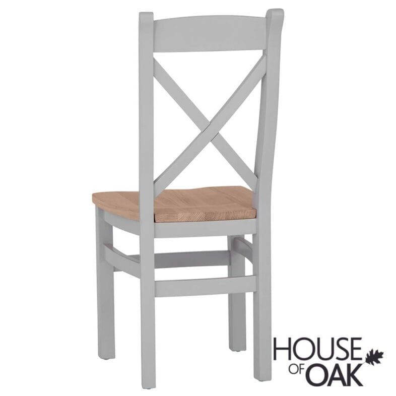 Roma Oak Cross Back Dining Chair with Oak Seat in Grey Painted - Image 3