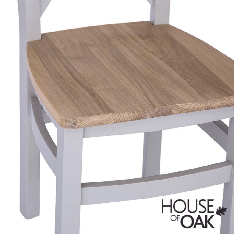 Roma Oak Cross Back Dining Chair with Oak Seat in Grey Painted - Image 6