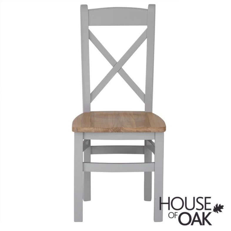 Roma Oak Cross Back Dining Chair with Oak Seat in Grey Painted - Image 8
