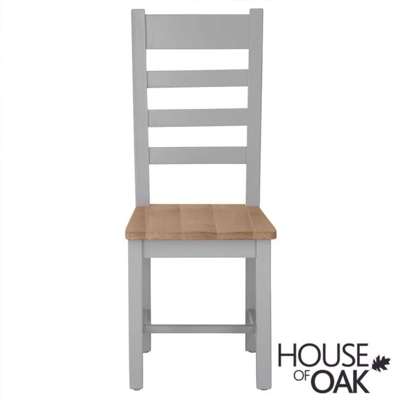 Roma Oak Ladder Back Dining Chair with Oak Seat in Grey Painted - Image 3