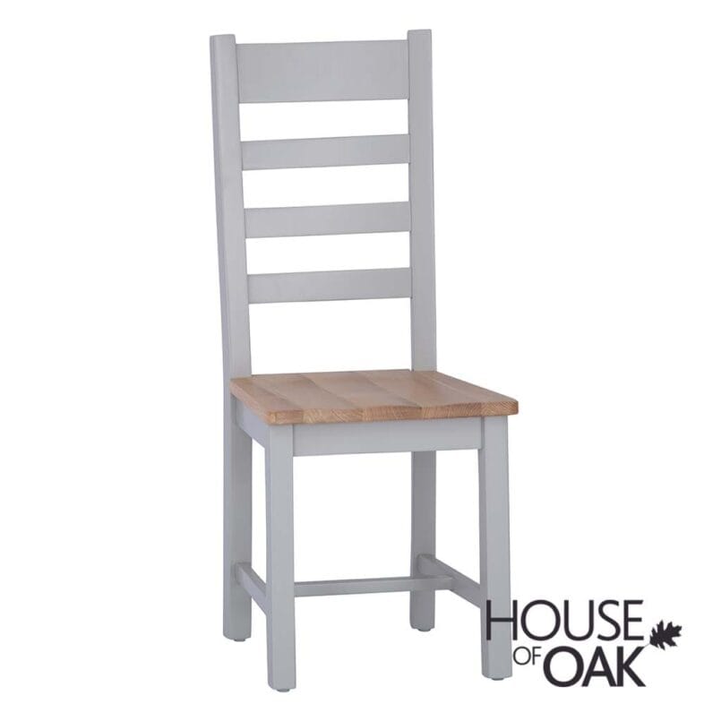 Roma Oak Ladder Back Dining Chair with Oak Seat in Grey Painted - Image 4