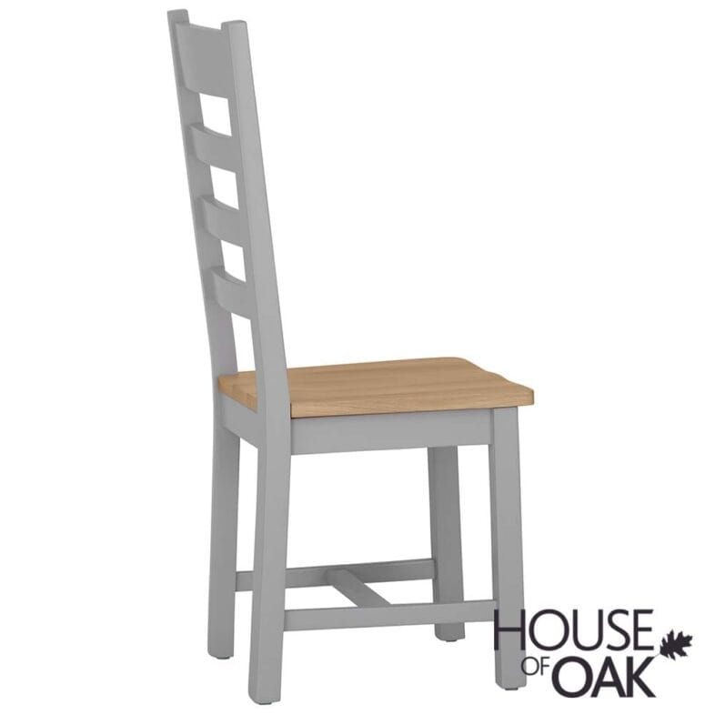 Roma Oak Ladder Back Dining Chair with Oak Seat in Grey Painted - Image 5