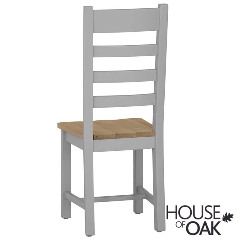 Roma Oak Ladder Back Dining Chair with Oak Seat in Grey Painted - Image 6
