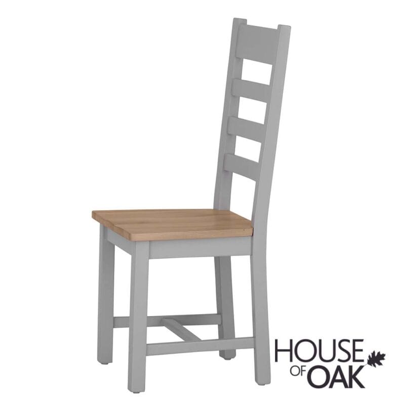 Roma Oak Ladder Back Dining Chair with Oak Seat in Grey Painted - Image 7