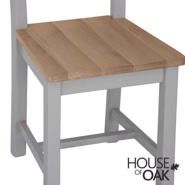 Roma Oak Ladder Back Dining Chair with Oak Seat in Grey Painted - Image 9