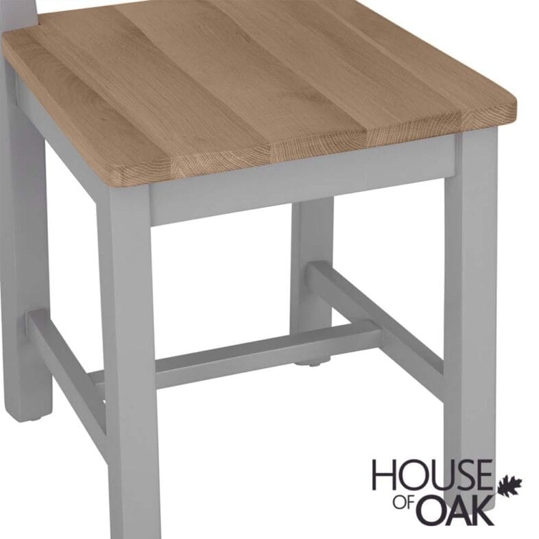 Roma Oak Ladder Back Dining Chair with Oak Seat in Grey Painted - Image 10