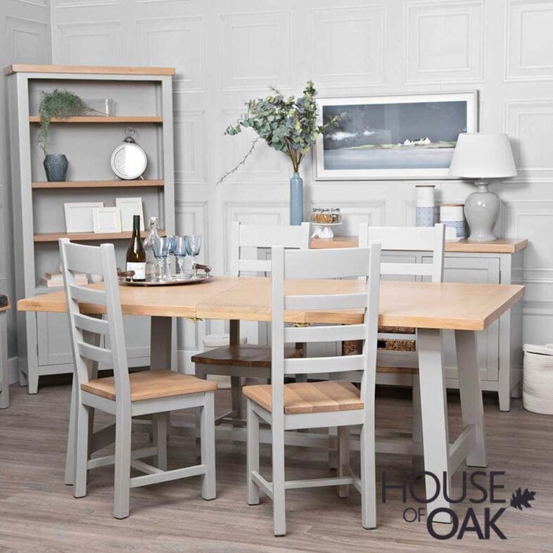 Roma Oak Ladder Back Dining Chair with Oak Seat in Grey Painted - Image 2