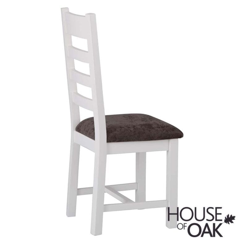 Roma Oak Ladder Back Dining Chair with Fabric Seat in White Painted - Image 4