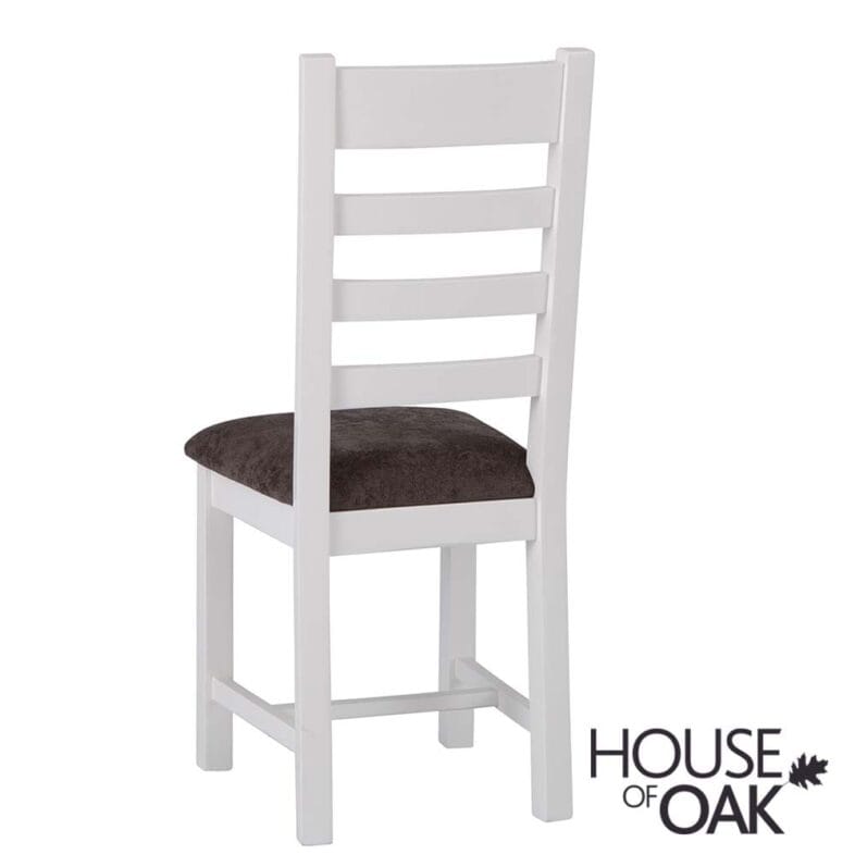 Roma Oak Ladder Back Dining Chair with Fabric Seat in White Painted - Image 5