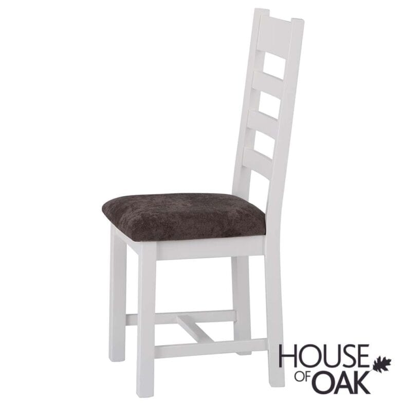 Roma Oak Ladder Back Dining Chair with Fabric Seat in White Painted - Image 6