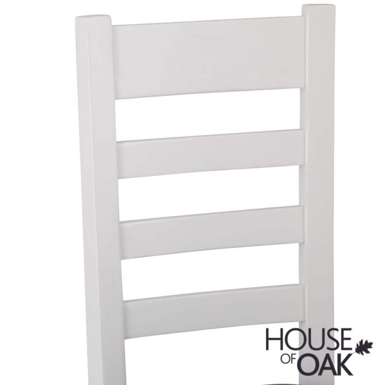 Roma Oak Ladder Back Dining Chair with Fabric Seat in White Painted - Image 7