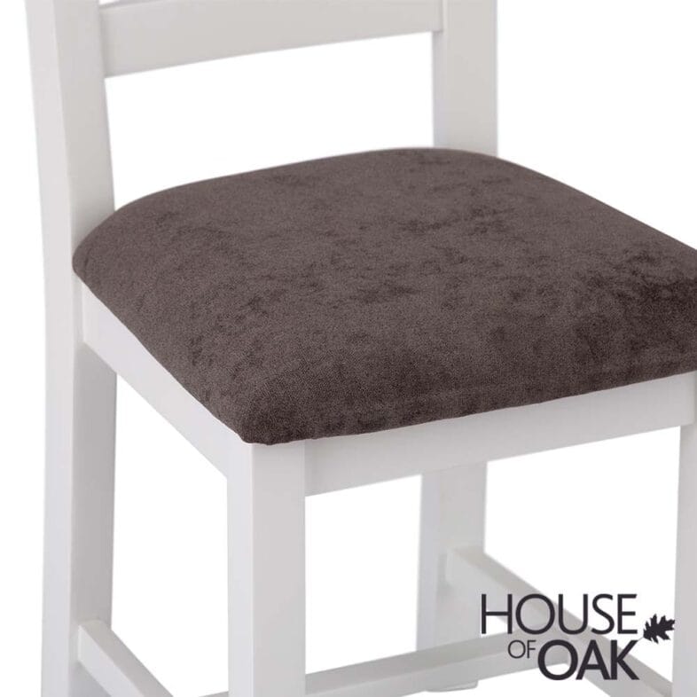 Roma Oak Ladder Back Dining Chair with Fabric Seat in White Painted - Image 8