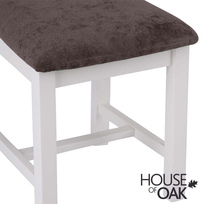 Roma Oak Ladder Back Dining Chair with Fabric Seat in White Painted - Image 9