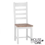 Roma Oak Ladder Back Dining Chair with Oak Seat in White Painted - Image 2