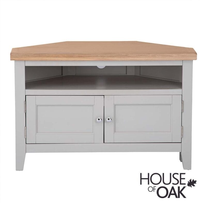Roma Oak Corner TV Cabinet in Grey Painted - Image 2