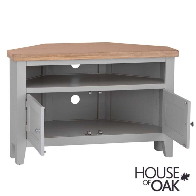 Roma Oak Corner TV Cabinet in Grey Painted - Image 4
