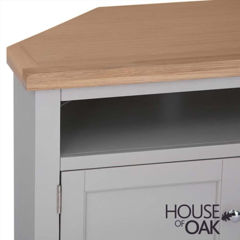 Roma Oak Corner TV Cabinet in Grey Painted - Image 7