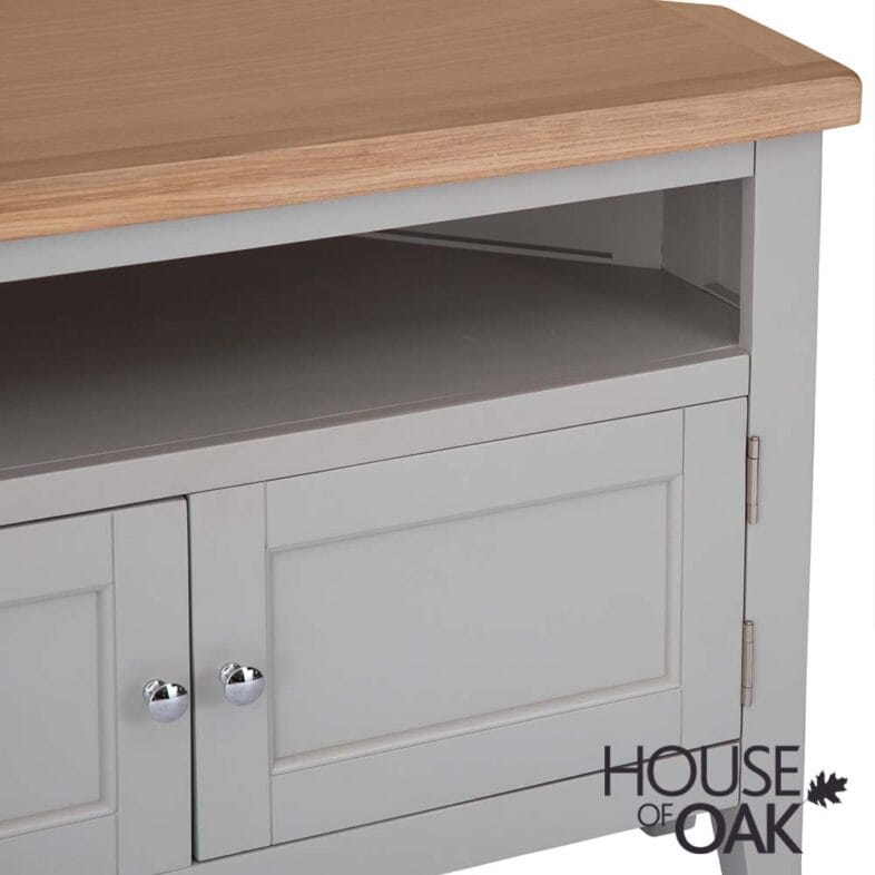 Roma Oak Corner TV Cabinet in Grey Painted - Image 10