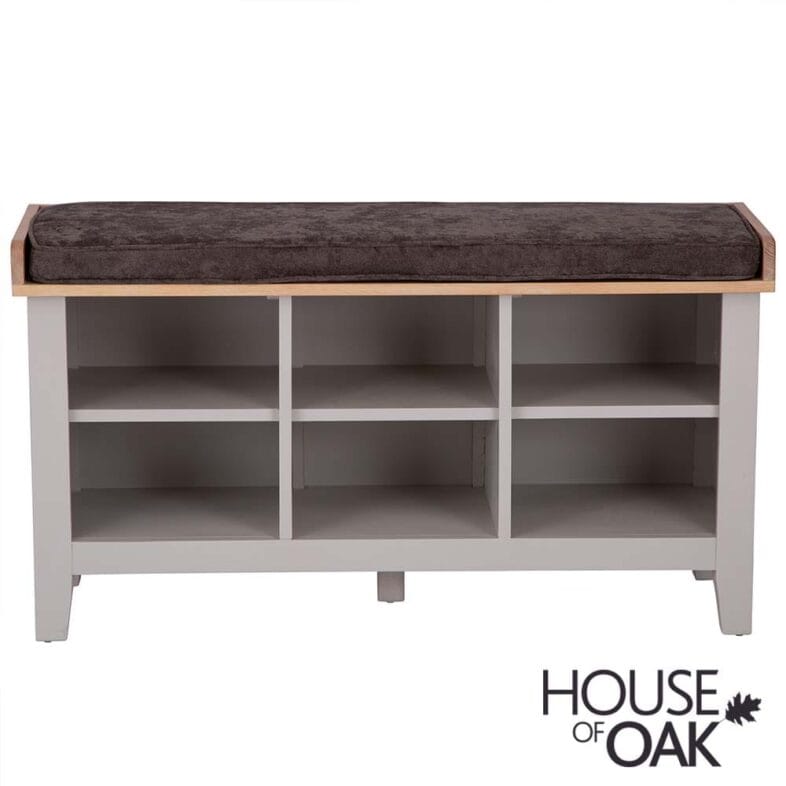 Roma Oak Hall Bench in Grey Painted - Image 2